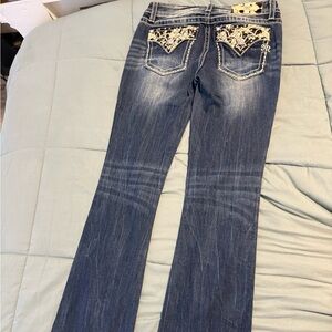 Chloe Blue Boot Cut Jeans with Embellished Pockets